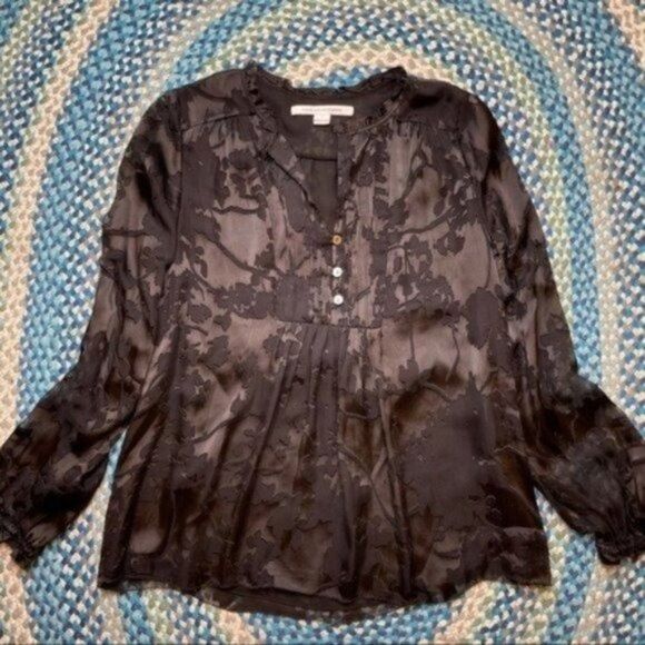 Diane Von Furstenberg Black Fairy Grunge Semi Sheer Shirt - Picture 7 of 11